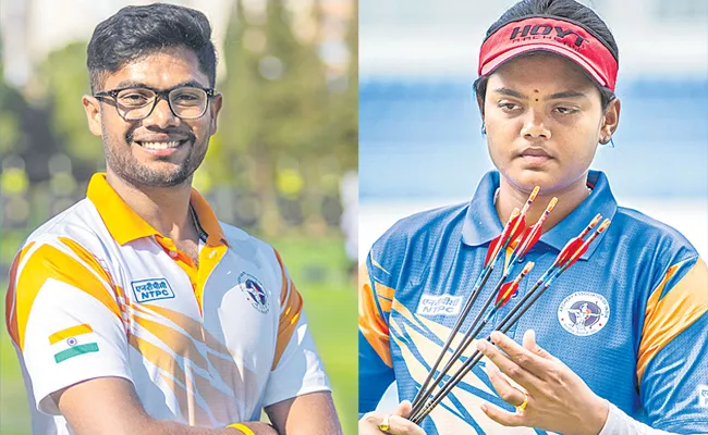 Dheeraj and Jyoti Surekha in the Indian archery team - Sakshi