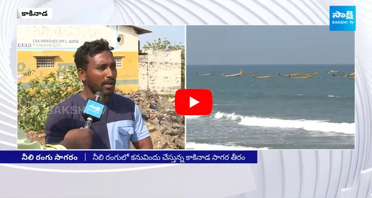 Sea Turns Blue Color In Kakinada