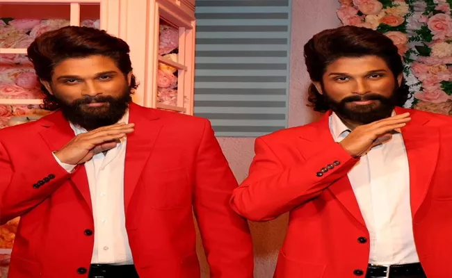 Allu Arjun Wax Statue opened In Dubai Madam Tussads Museum Goes Viral - Sakshi