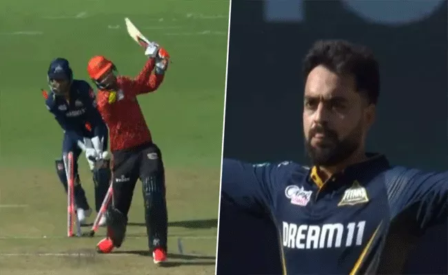 Klaasen Punches His Bat In Anger As Rashid Khan Castles Stunning Delivery - Sakshi