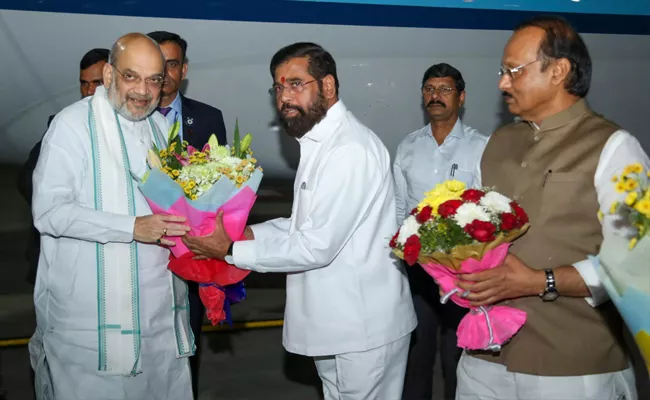 Amit Shah To Meet Shinde, Fadnavis And Ajit Pawar - Sakshi