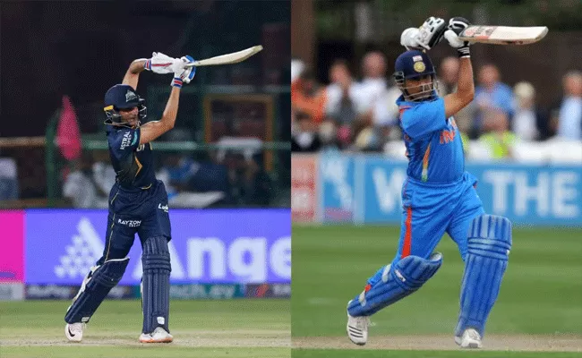 Shubman Gill Copies Tendulkar As He Replicates Straight Six Vs Avesh - Sakshi