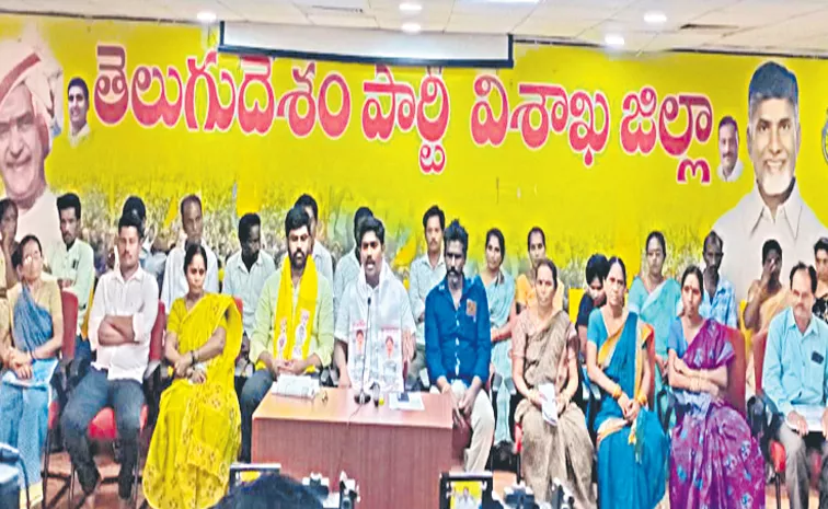 Farmers at a media conference organized by Janasena and TDP leaders