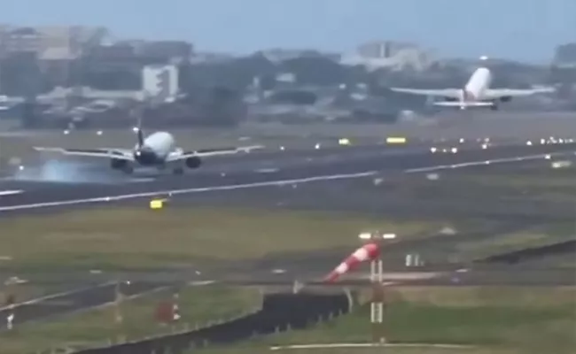 IndiGo plane landing and an Air India aircraft takeoff from the same runway less than a minute