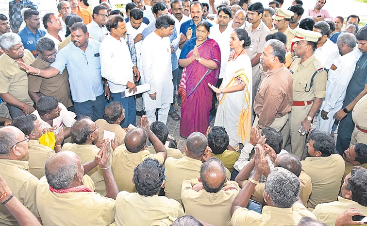 Protests at a prajavani program on Tuesday