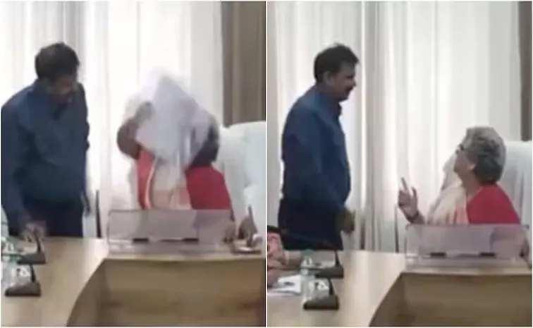 Kanpur Mayor Pramila Pandey Throws File At Office During Meeting