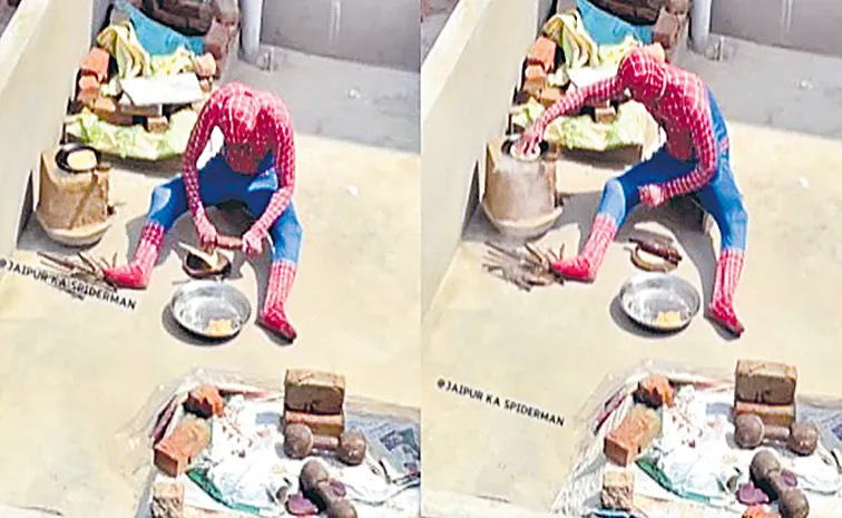 Spider-Man baking chapatis at high heat, Viral on social media.