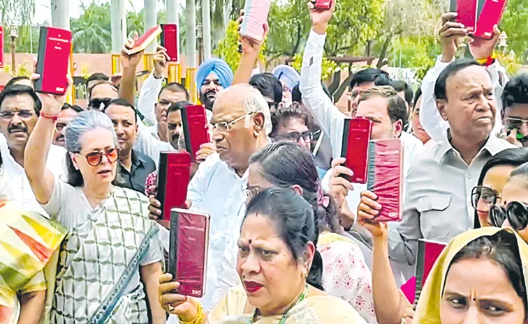 INDIA bloc show of unity in Parliament, raise call to save Constitution