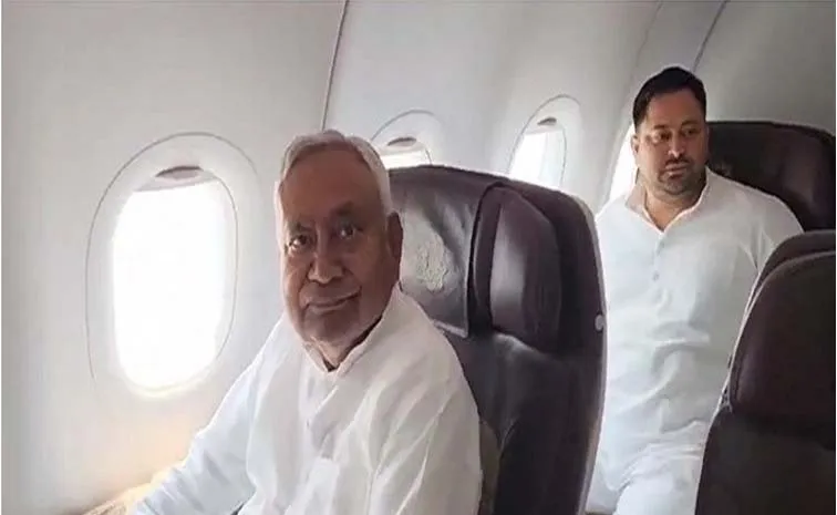 Nitish Tejaswi Started To Delhi In Same Flight From Bihar