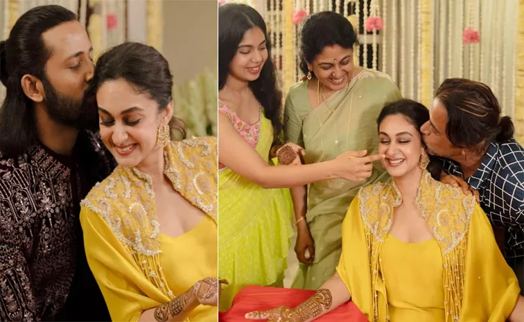 Aishwarya Arjun Sarja Haldi, Mehndi Pics Goes Viral