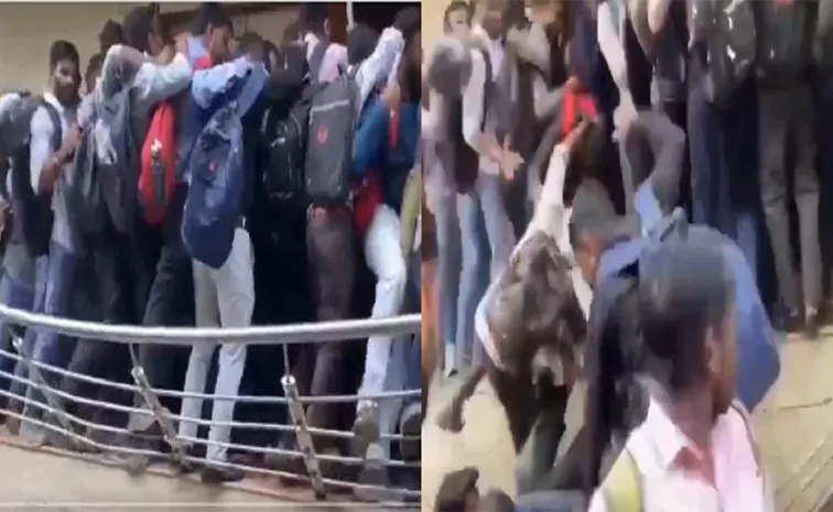 Railing Collapses Video Viral At 1800 Job Seekers Video For 10 Positions In Gujarat