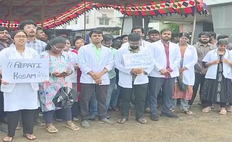 Junior Doctors Protest At Vijayawada Govt Hospital