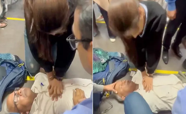 Doctor Saves Elderly Man Life By Giving CPR At Delhi Airport