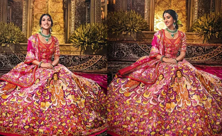 Radhika Merchant's Shubh Aashirwad Lehenga Hand Painted By Jayasri Burman