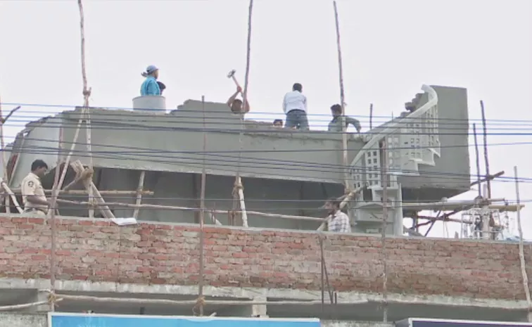 Demolition Of Upper Floor Of Ysrcp Leader Building In Kakinada