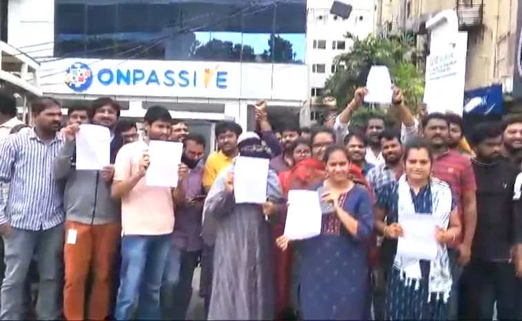 Employees Protest Infront Of Software Company In Hyderabad