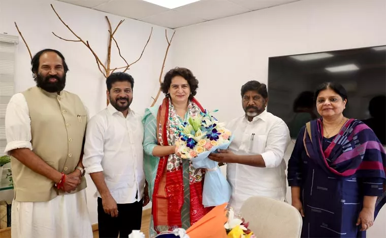 CMN Revanth Meets Priyanka Gandhi At Delhi