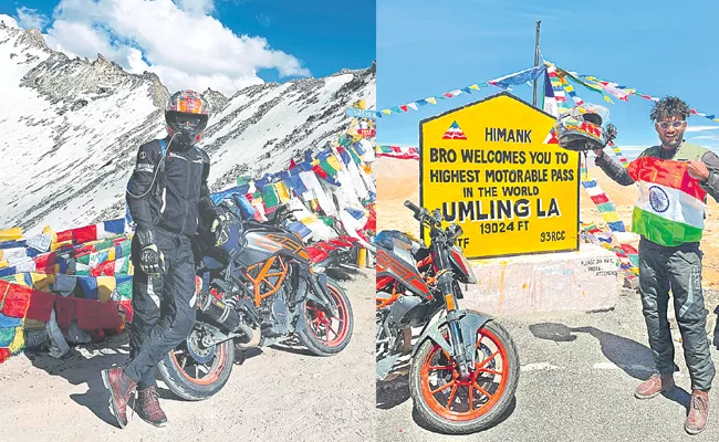 hyderabad man bike ride Umling La Pass