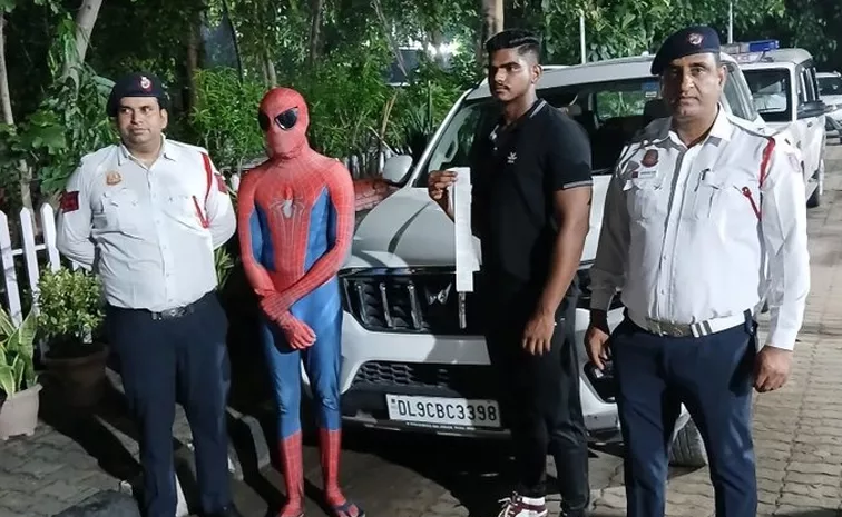 Video: Spider Man rides on car bonnet in Delhi, Arrest By Police