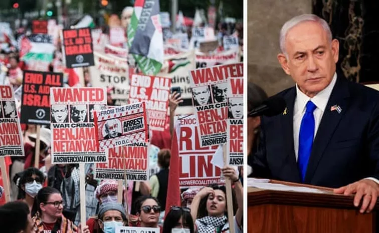 Protests At US Capital House Over Benjamin Netanyahu Tour