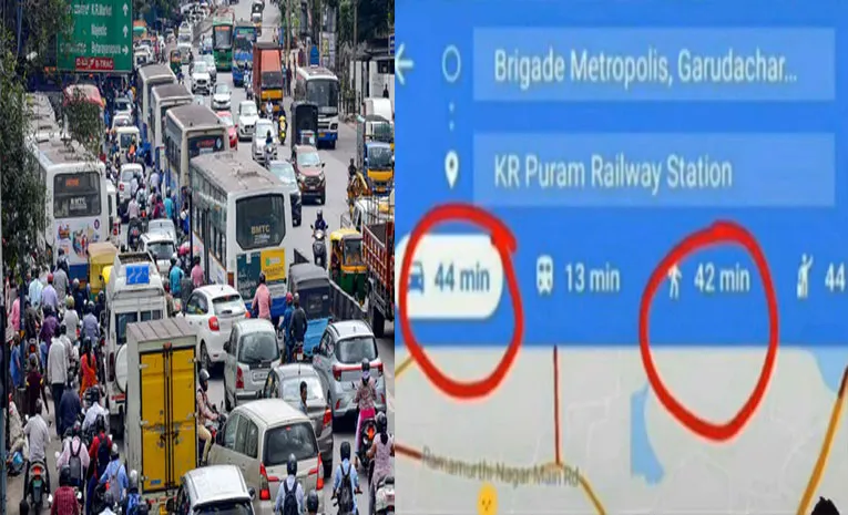 Google Maps shows faster to walk than drive 6 km in Bengaluru