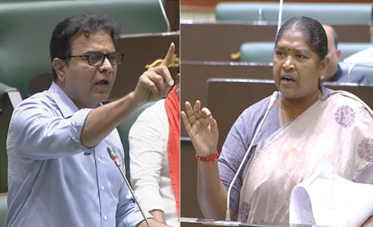 Heated Political Comments Between KTR And Seethakka In Assembly