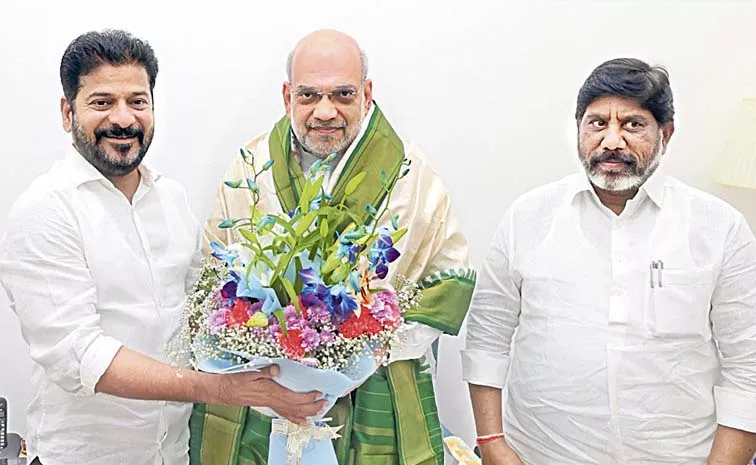 Telangana CM Revanth and Deputy CM Bhatti Meet Amit Shah