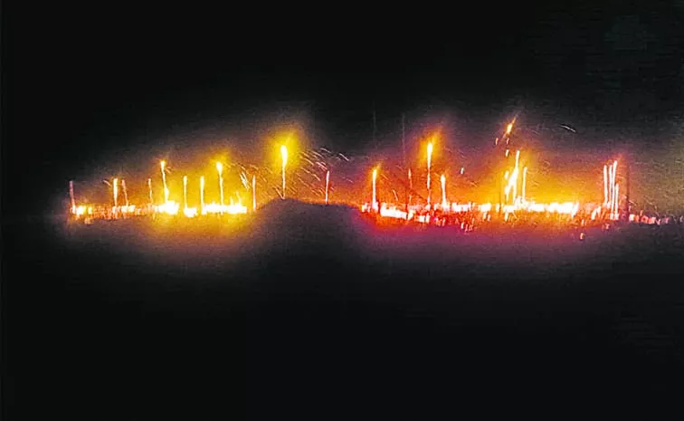 greenfield highway camp office set ablaze : ysr district