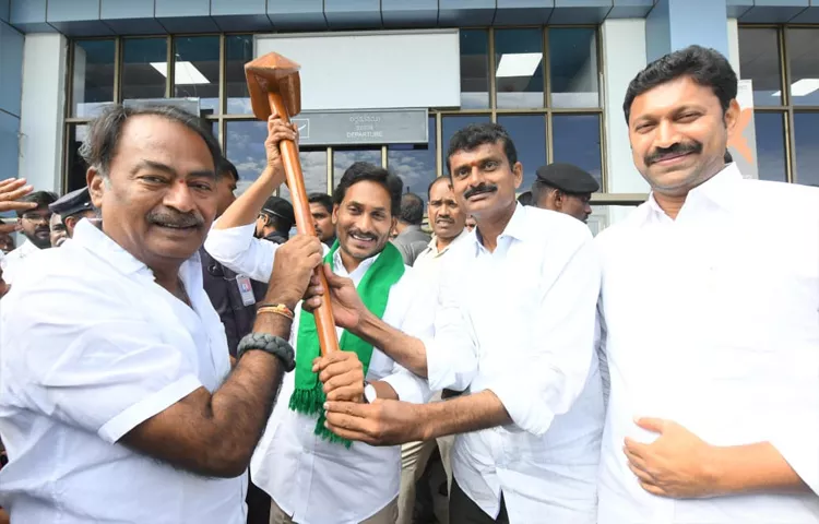 Plow Gifted To Ys Jagan At Kadapa Airport