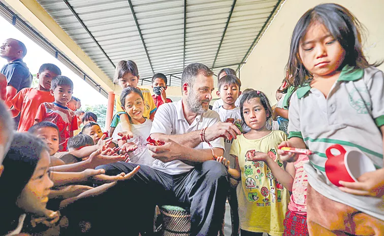 Congress MP Rahul Gandhi visits relief camps in Manipur