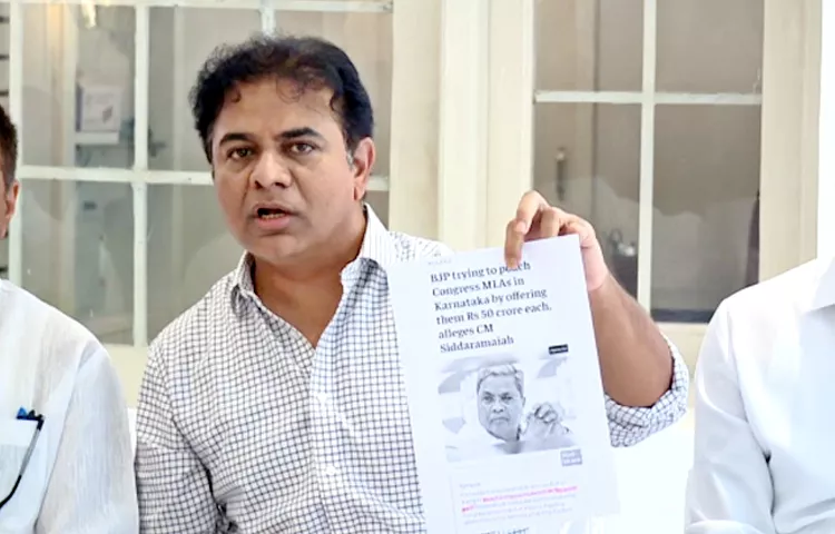 KTR Comments In Delhi Press Meet On MLAs Defections