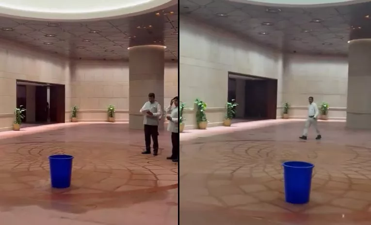 Parliament Building Water Leakage Viral Video: Congress Wants Discussion