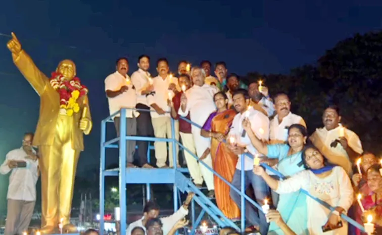  YSRCP Leaders Candle Rally At Vijayawada Over Ambedkar Statue Attack