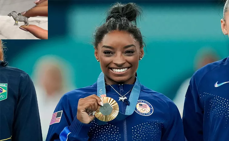 Simone Biles GOAT Necklace At Paris Olympics