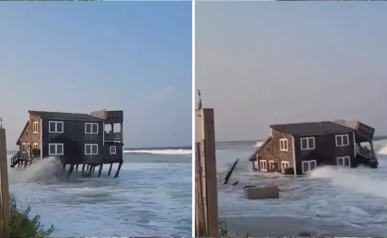 3 Crore House Collapses into Atlantic Ocean North Carolina