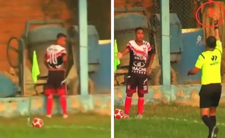 Footballer Shown Red Card For Urinating On Pitch In Peru