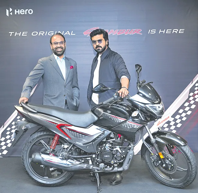 Global Star Ram Charan Launch New Original Hero Glamour Bike