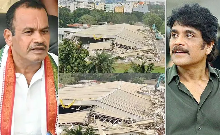 Demolition Of N Convention Over Minister Komati Reddy Complaint