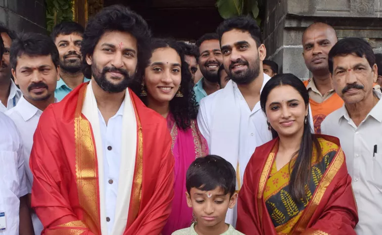 Actor Nani Family In Tirumala With Priyanka Mohan