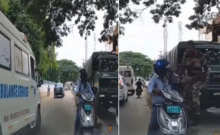 army jawan serious on biker wrong route driving video viral