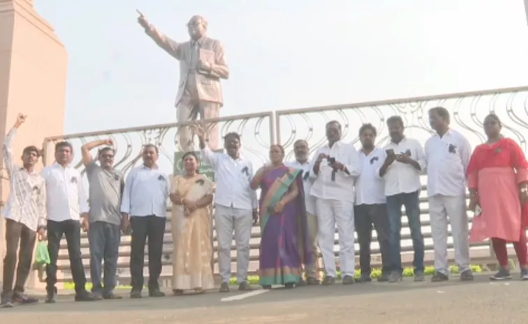 Dalit Communities Protest Attack On Ambedkar Statue In Vijayawada