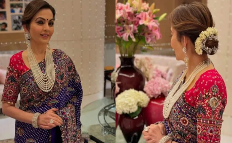 Ganesh Utsav Nita Ambani's Special Ganpati-Inspired Blouse With A Bandhej Saree