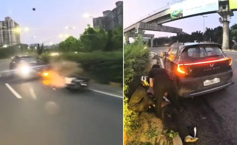 Car Driving On Wrong Side Hits Biker In Gurugram, Video Viral