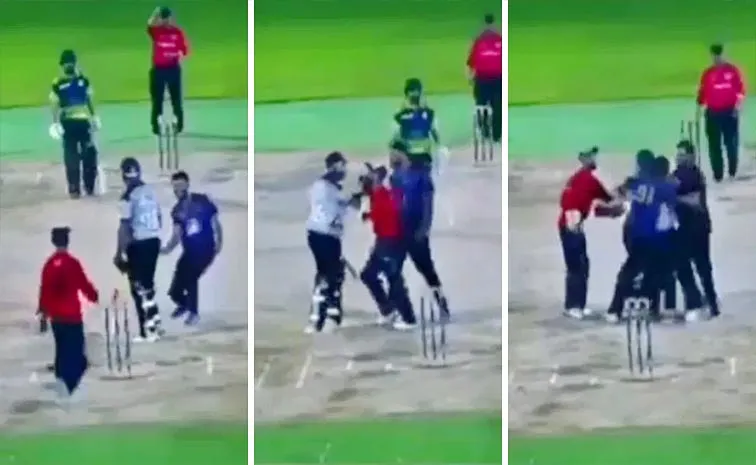 Bowler And Batter Exchange Blows In Violent Clash On Cricket Pitch