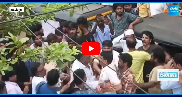 Congress Leaders Stone pelting at Puvvada Ajay Kumar