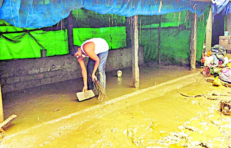 A large accumulation of mud in houses in Lankan villages