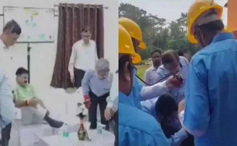 Video: officer removing Union Minister's shoes adjusting his pyjamas