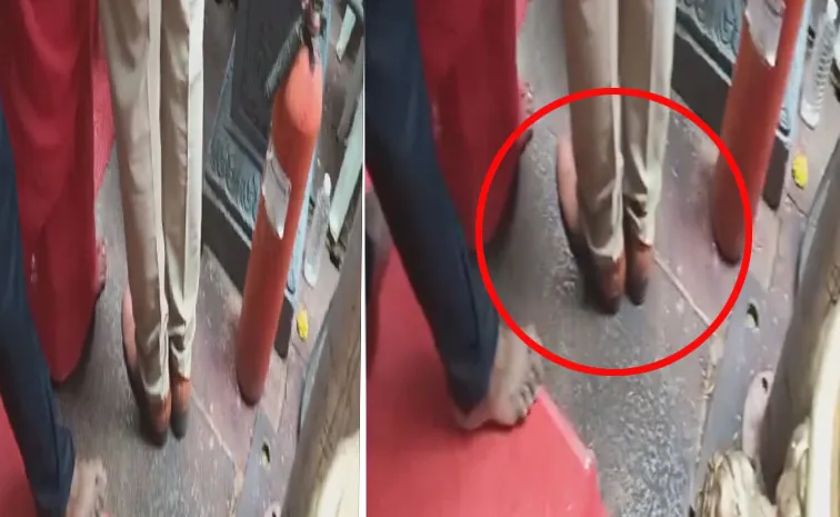 Cops Wearing Shoes In Vijayawada Kanaka Durga Gudi