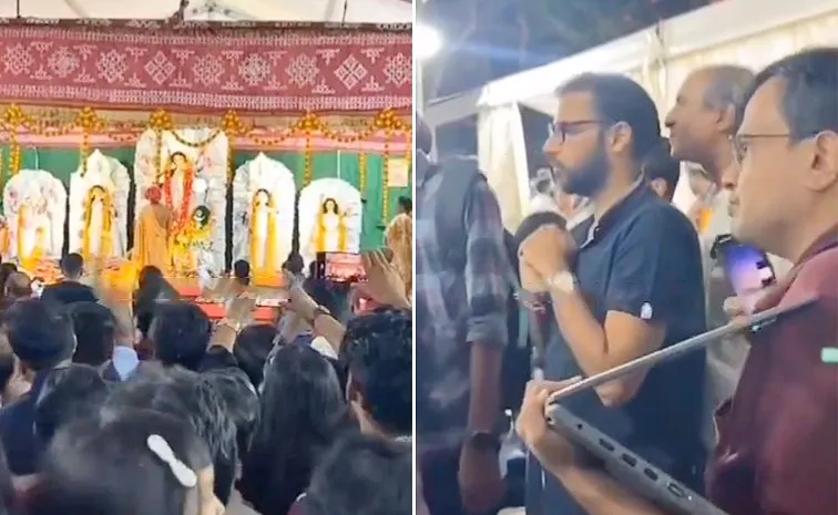 Man Attends Meeting At Durga Puja Viral Video