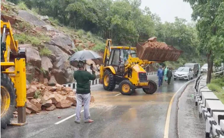 Landslides Fall on Tirumala Ghat road